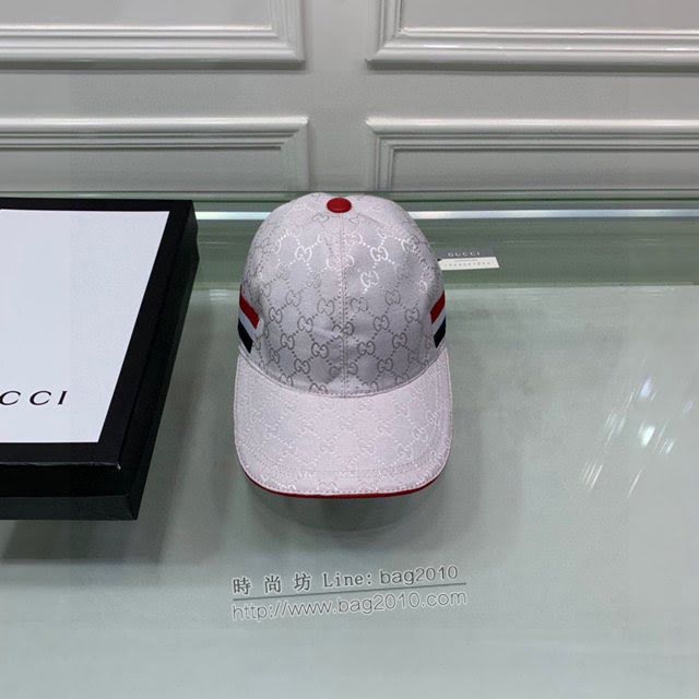 Gucci男女同款帽子 古馳三色織帶GG印花鴨舌帽棒球帽  mm1743